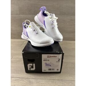 FootJoy Junior's FJ Fuel Golf Shoes size 2 White Purple (48212)